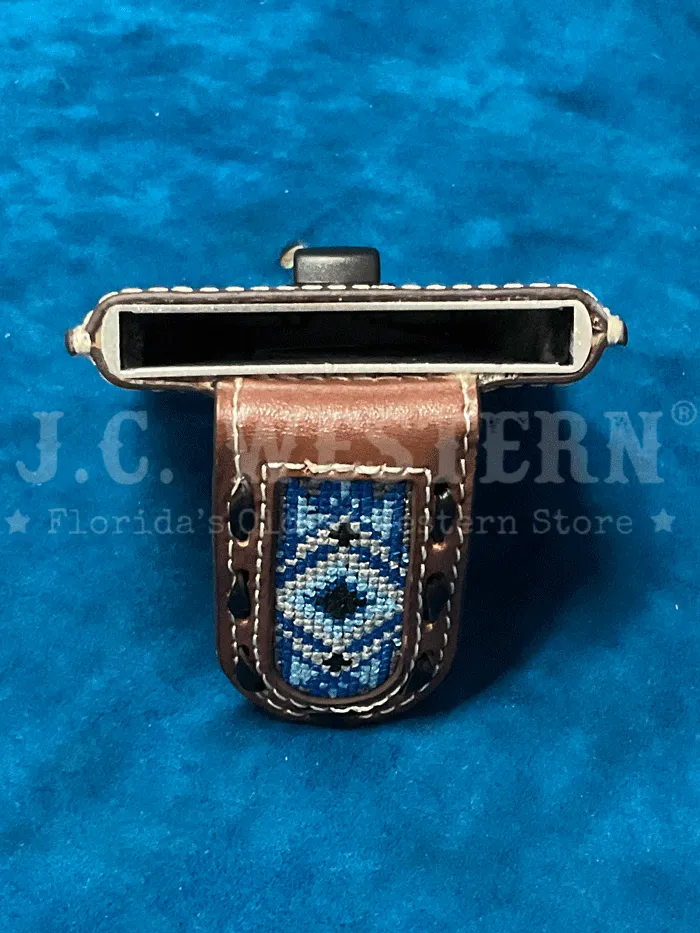 3D D250009802 Mens Smart Wallet Blue Diamond Inlay Brown