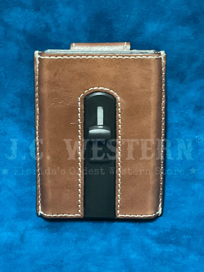 3D D250009802 Mens Smart Wallet Blue Diamond Inlay Brown