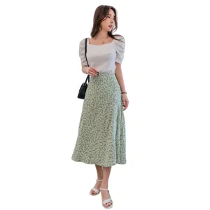 Allover Floral Print Split Thigh Skirt