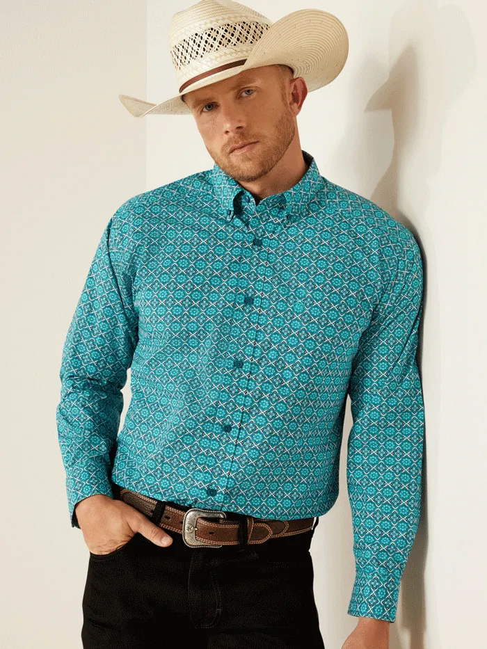 Ariat 10054697 Mens Jordy Classic Fit Shirt Turquoise