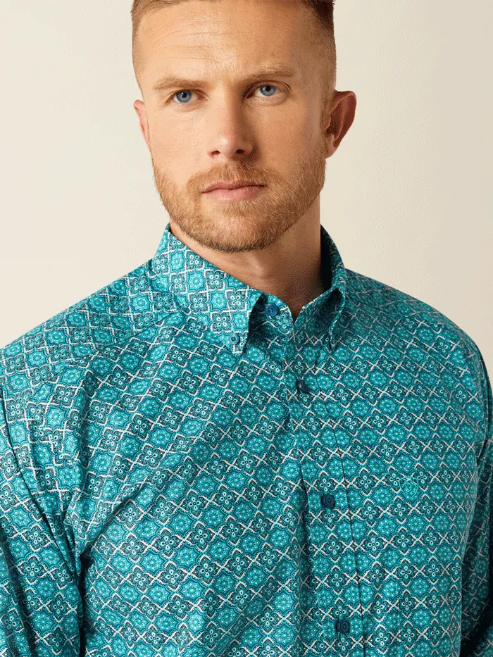 Ariat 10054697 Mens Jordy Classic Fit Shirt Turquoise