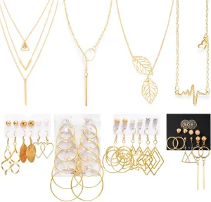 AROIC 38-52PCS Jewelry Set with Necklace Bracelet Layered Ball Dangle Hoop Stud Earrings for Women Jewelry Fashion and Valentine Birthday Party Gift