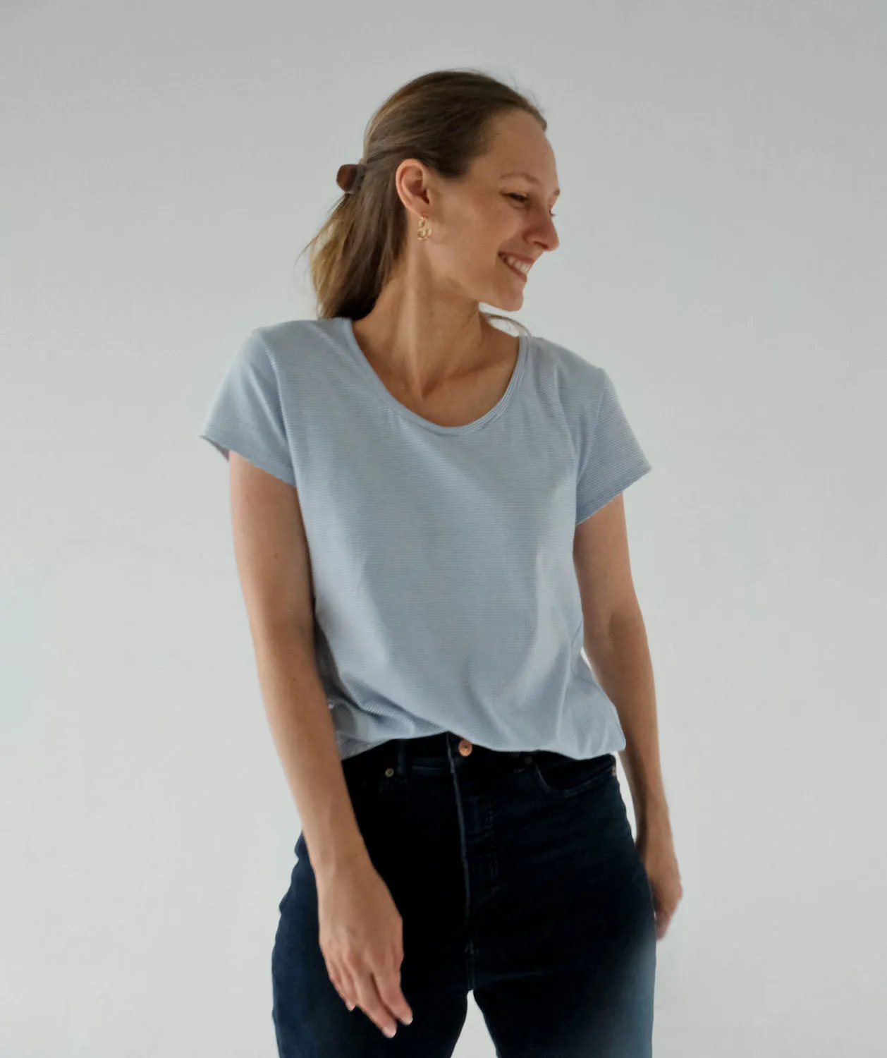 ASHA stripe tee in Blue/White