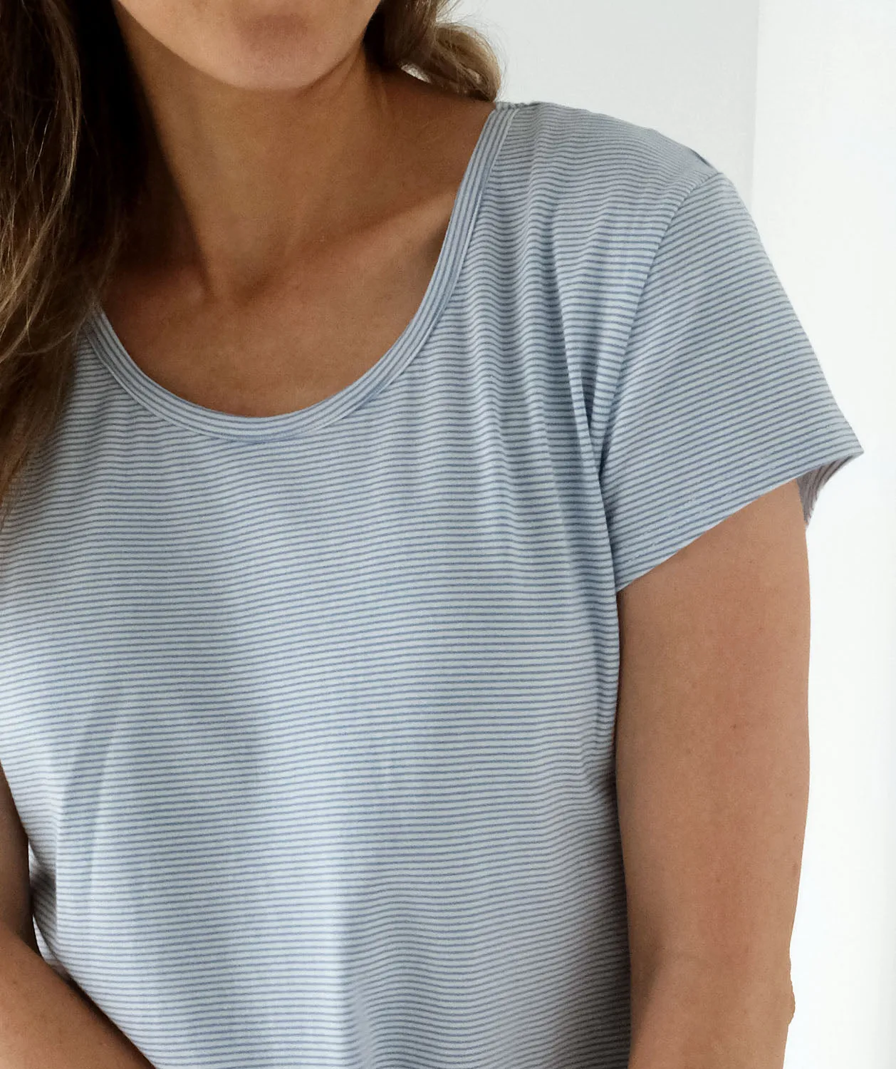 ASHA stripe tee in Blue/White