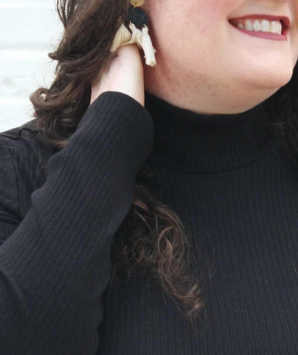 ASTOR rib knit top in Black