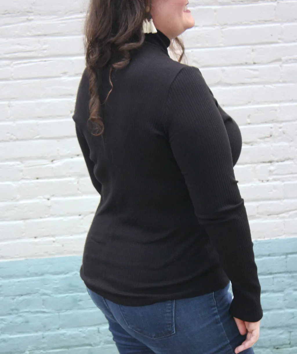 ASTOR rib knit top in Black