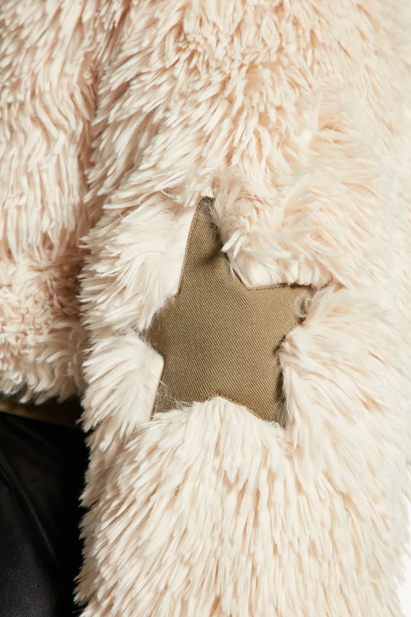 Baby I'm A Star Faux Fur Jacket - Cream/combo