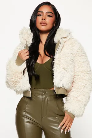 Baby I'm A Star Faux Fur Jacket - Cream/combo