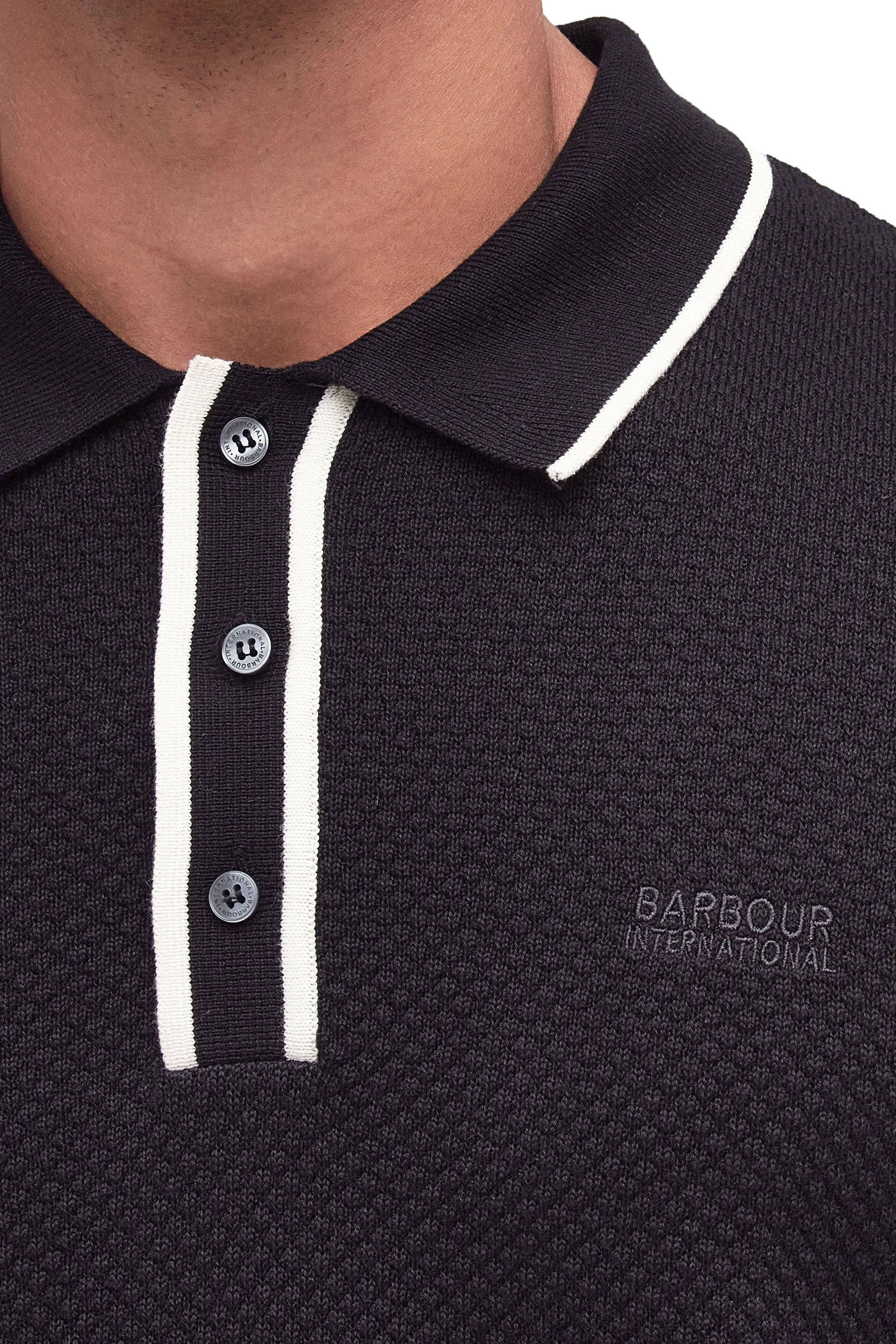 Barbour International Newgate Knitted Polo Black