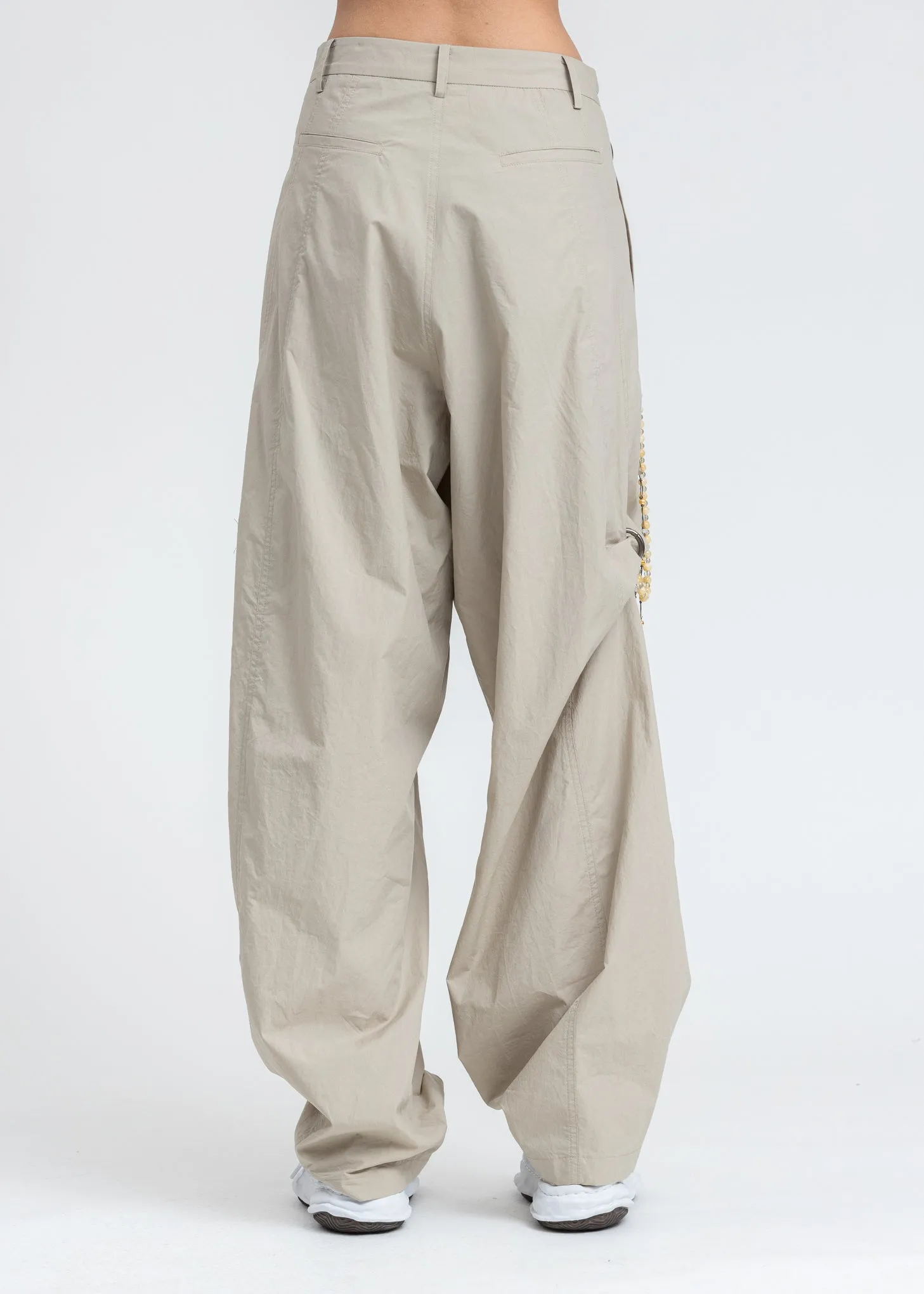 Beige Chained Wide Pants