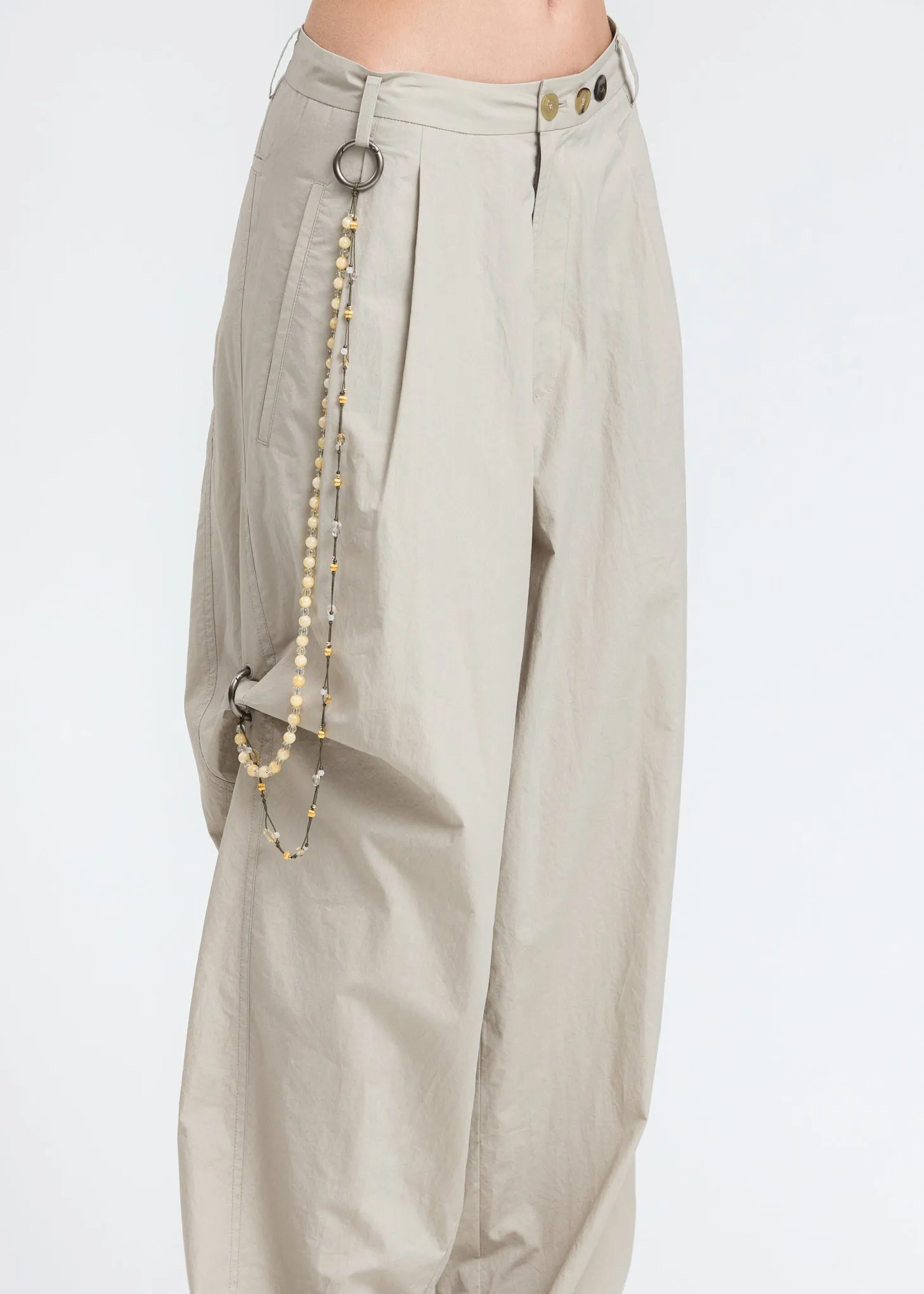 Beige Chained Wide Pants