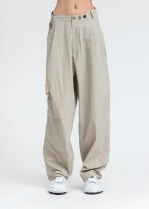 Beige Chained Wide Pants