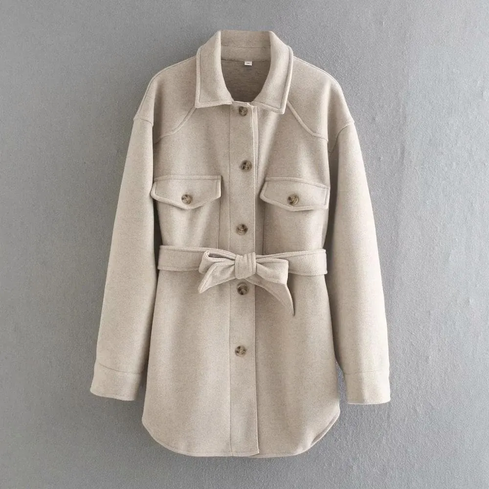 BELTED LONG SLEEVE COAT
