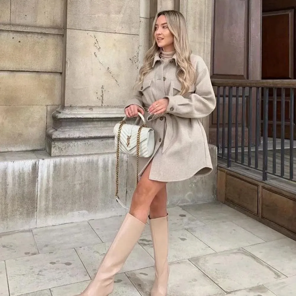 BELTED LONG SLEEVE COAT