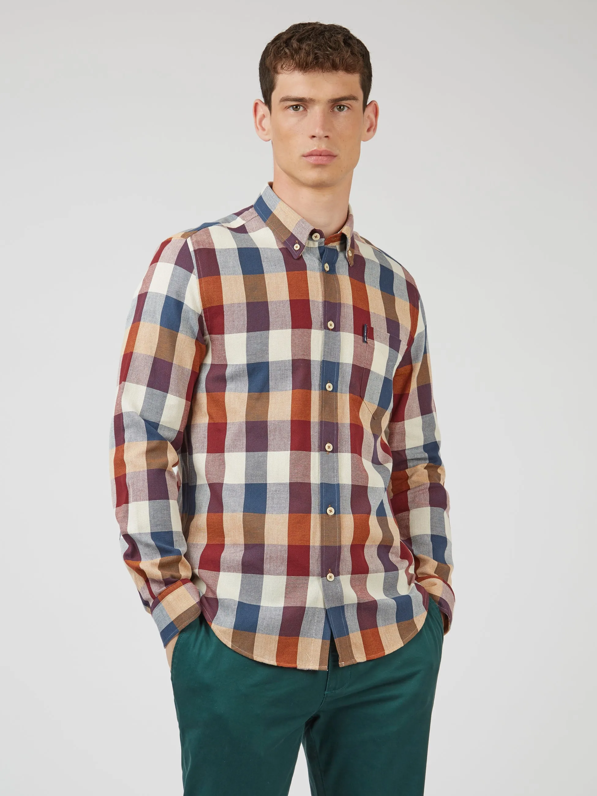 Ben Sherman Oxford Blocked Check - Crimson