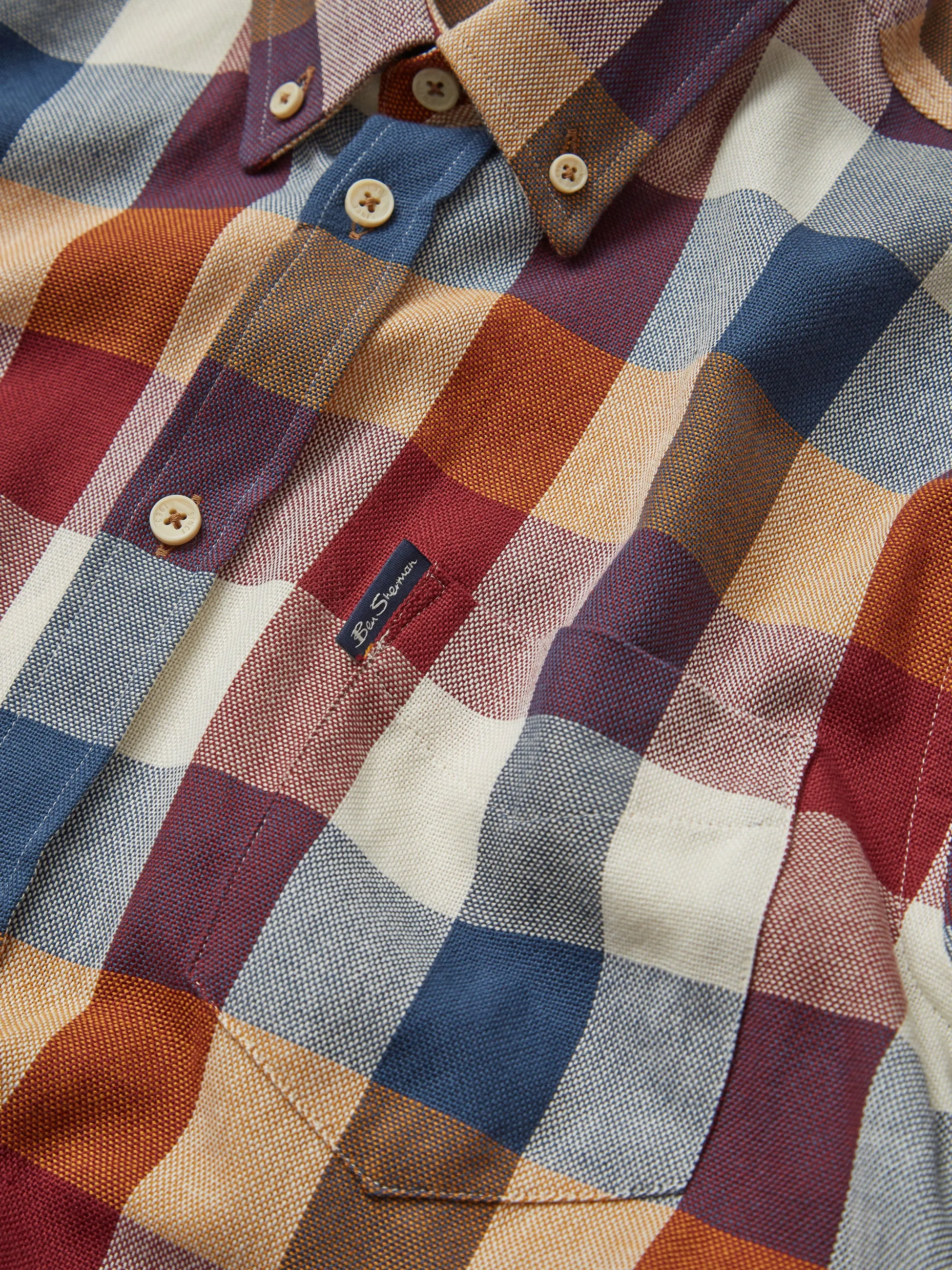 Ben Sherman Oxford Blocked Check - Crimson