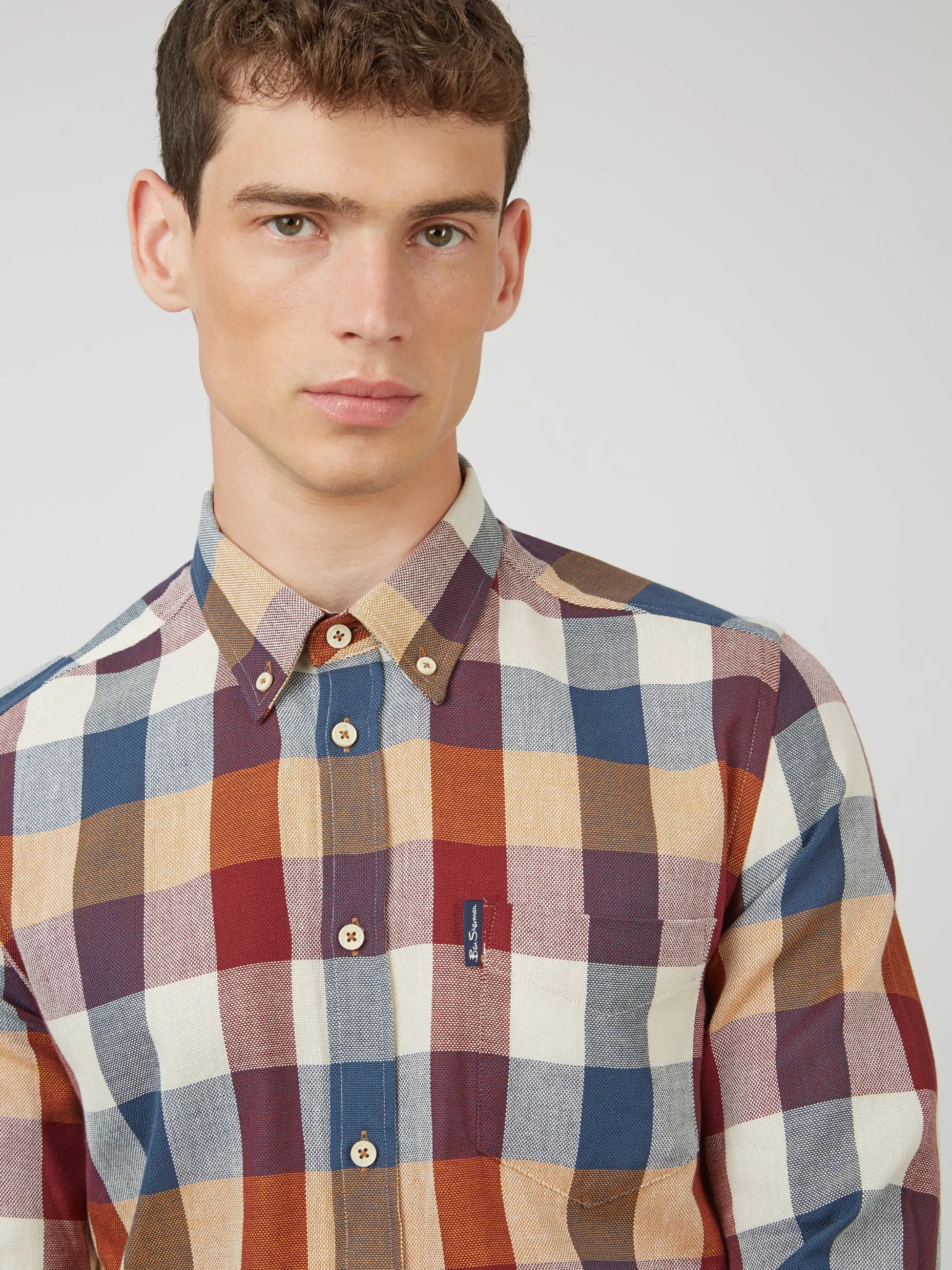 Ben Sherman Oxford Blocked Check - Crimson