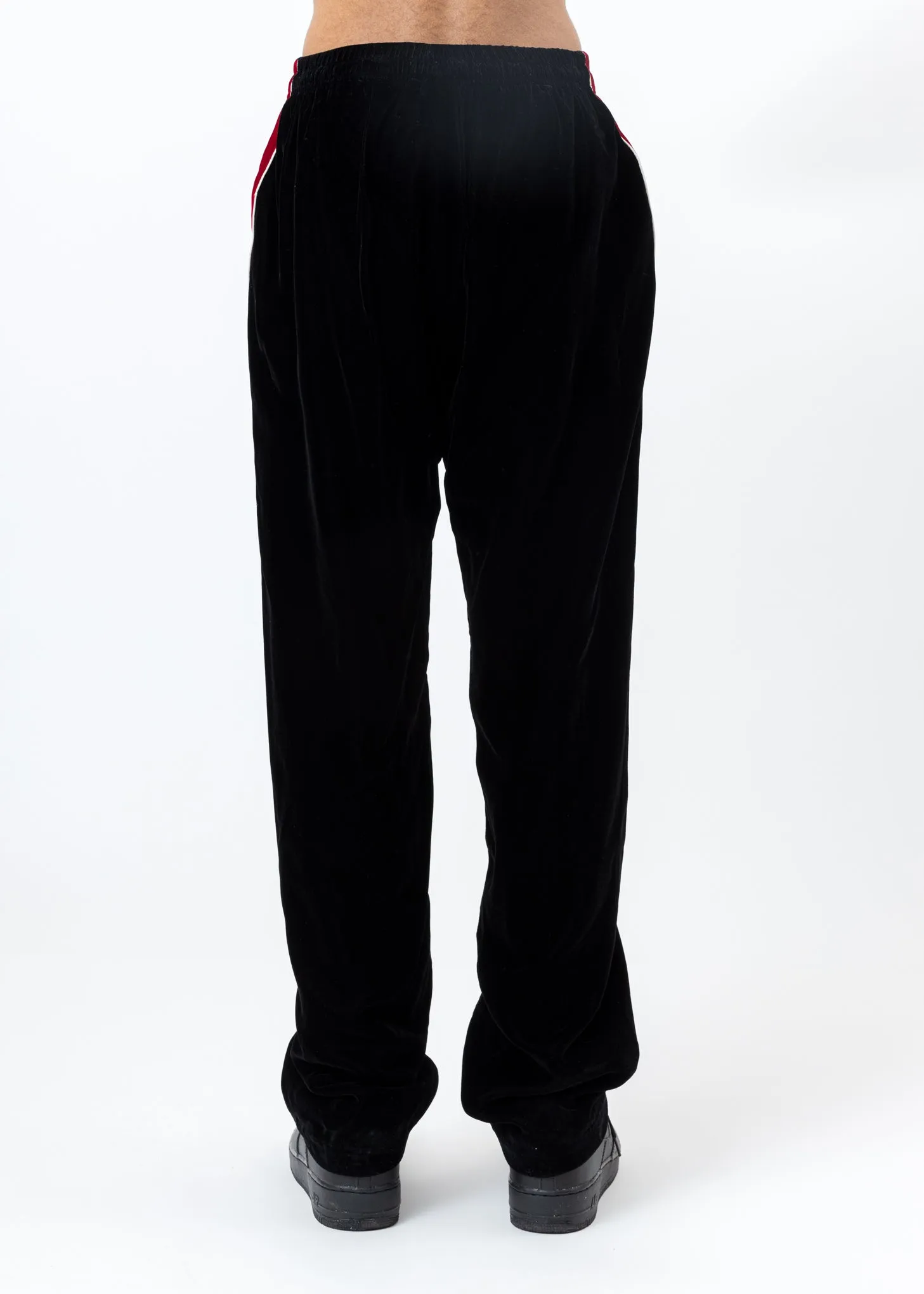 Black And Red ATT1%TUDE Reflective Line Velvet Pants