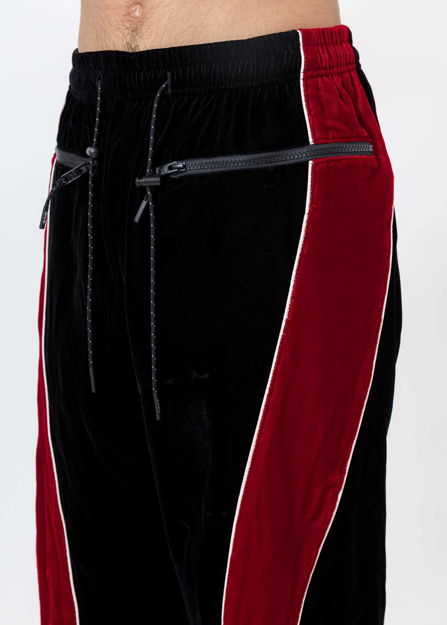Black And Red ATT1%TUDE Reflective Line Velvet Pants