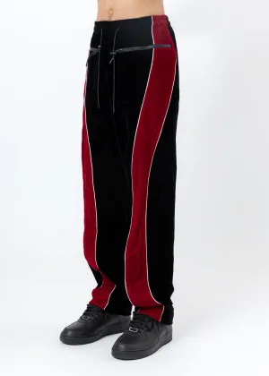 Black And Red ATT1%TUDE Reflective Line Velvet Pants