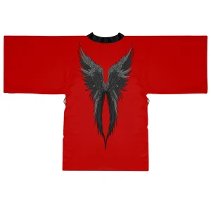 Black Angel Wings Long Sleeve Kimono Robe