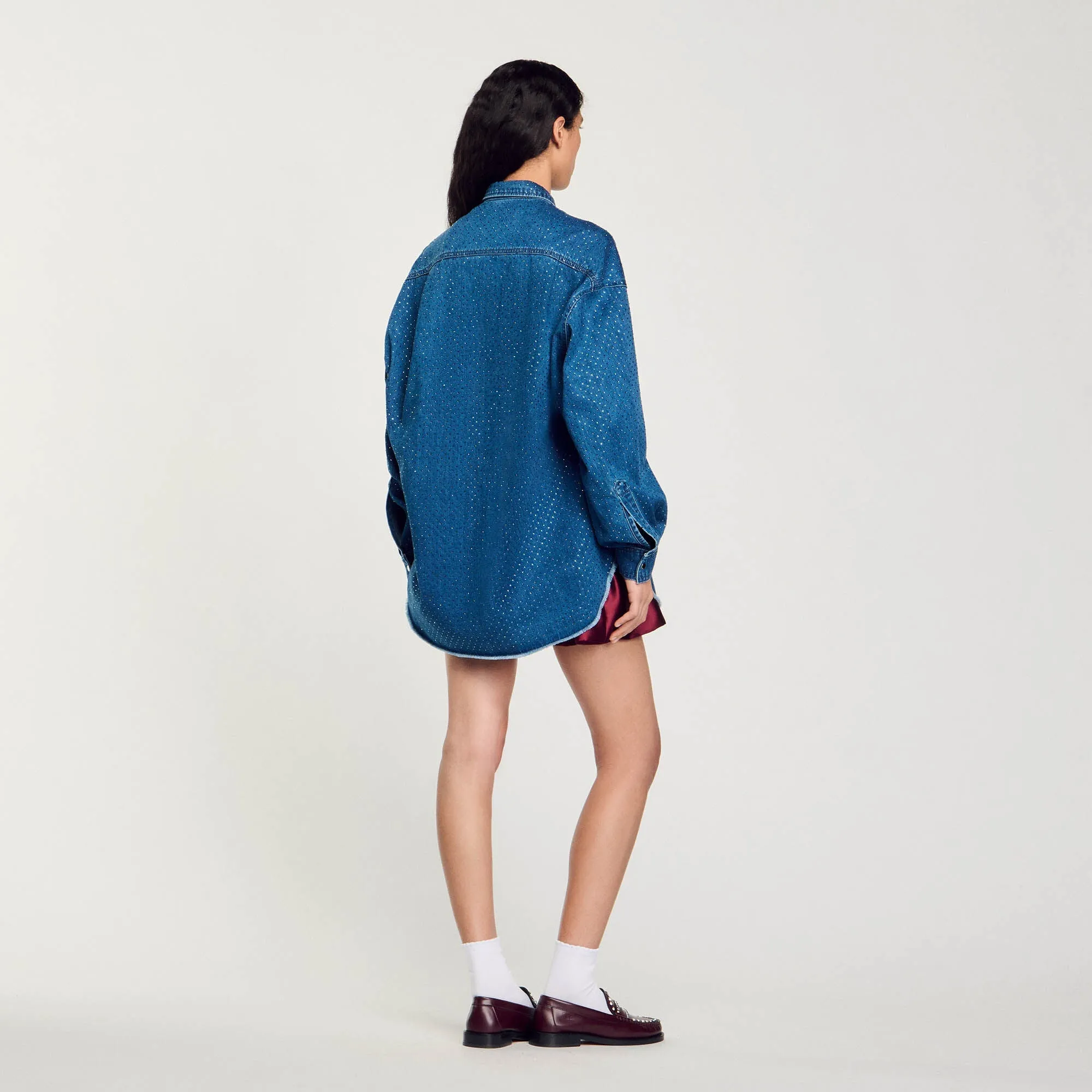 Bluemoon Denim Shirt With Rhinestones Blue Jean