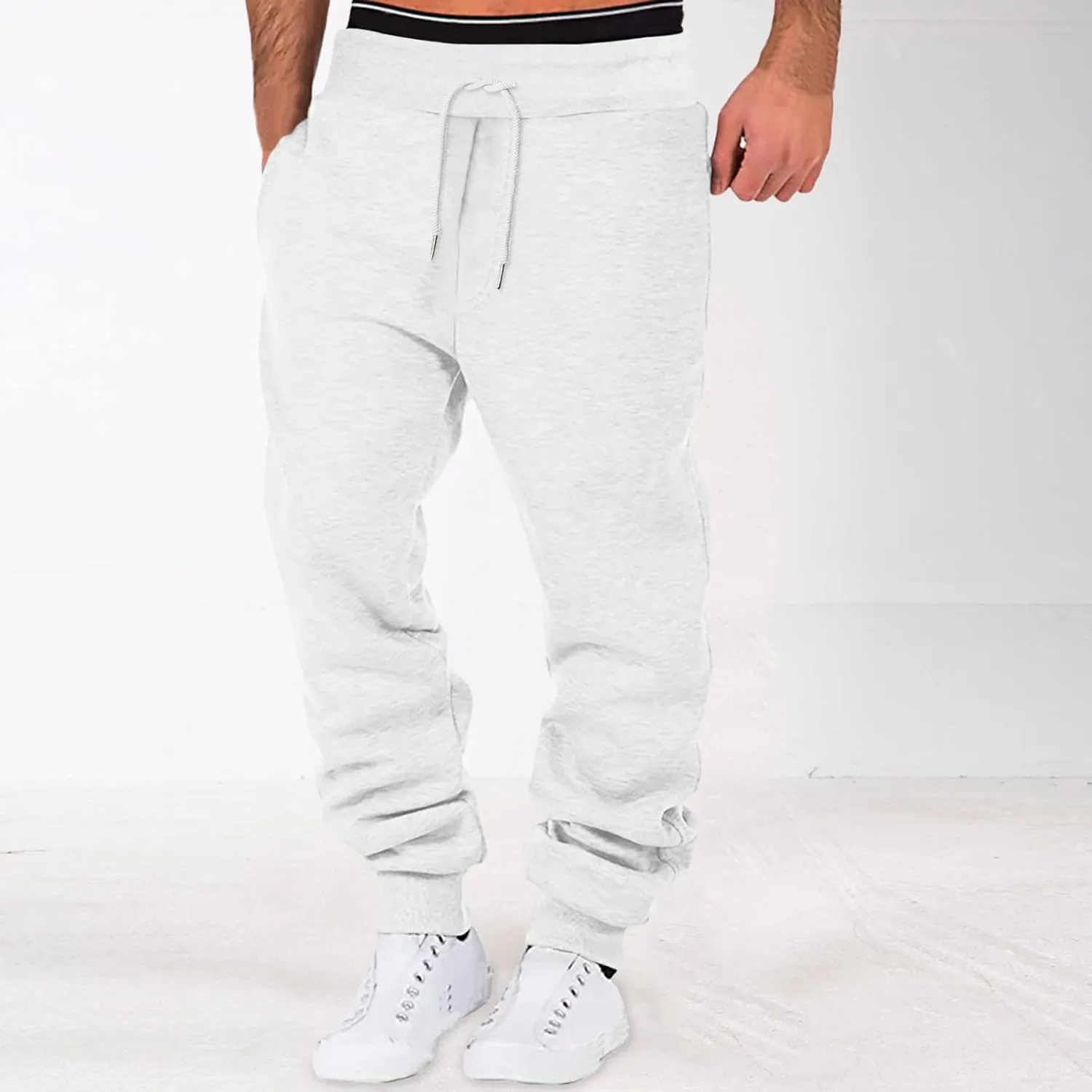 Cargo Pants for Men Relaxed Fit Drawstring Sport Trousers with Pockets Mens Sweatpants Slim Fit Sports Active Joggers