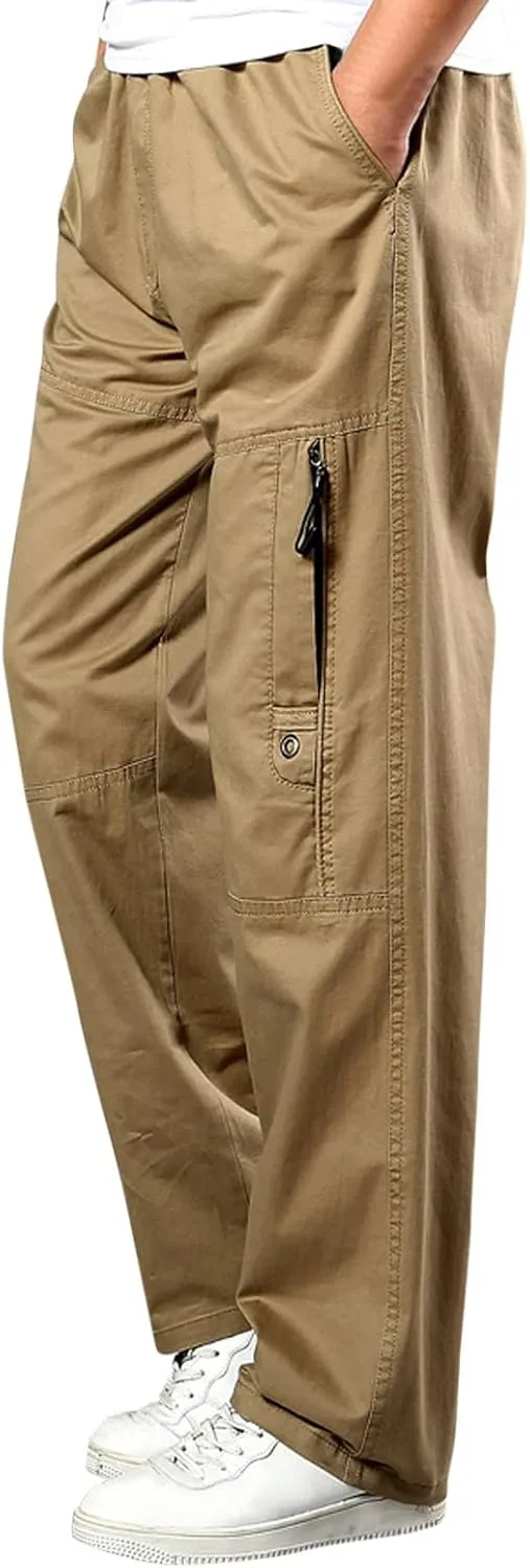 Cargo Pants for Men Relaxed Fit Sweatpants Gym Training Workout Pants Slim Fit with Zipper Pockets Men's Golf Joggers