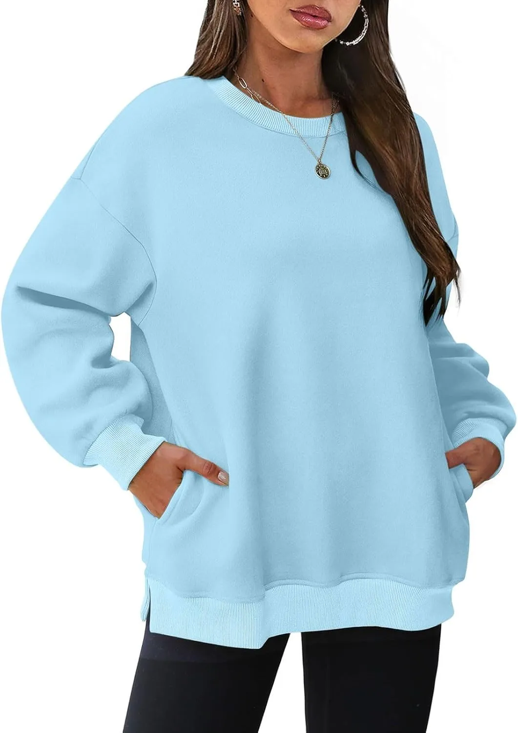 Ceboyel Women No Hood Sweatshirts Trendy Crewneck Pullover Oversized Sweatshirt Long Sleeve Tops Casual Outfits Clothes