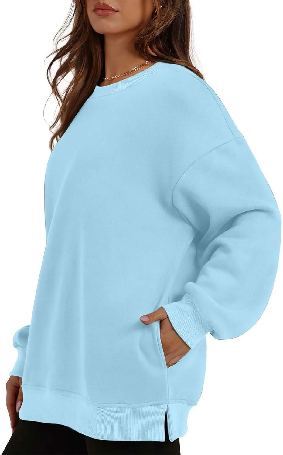 Ceboyel Women No Hood Sweatshirts Trendy Crewneck Pullover Oversized Sweatshirt Long Sleeve Tops Casual Outfits Clothes