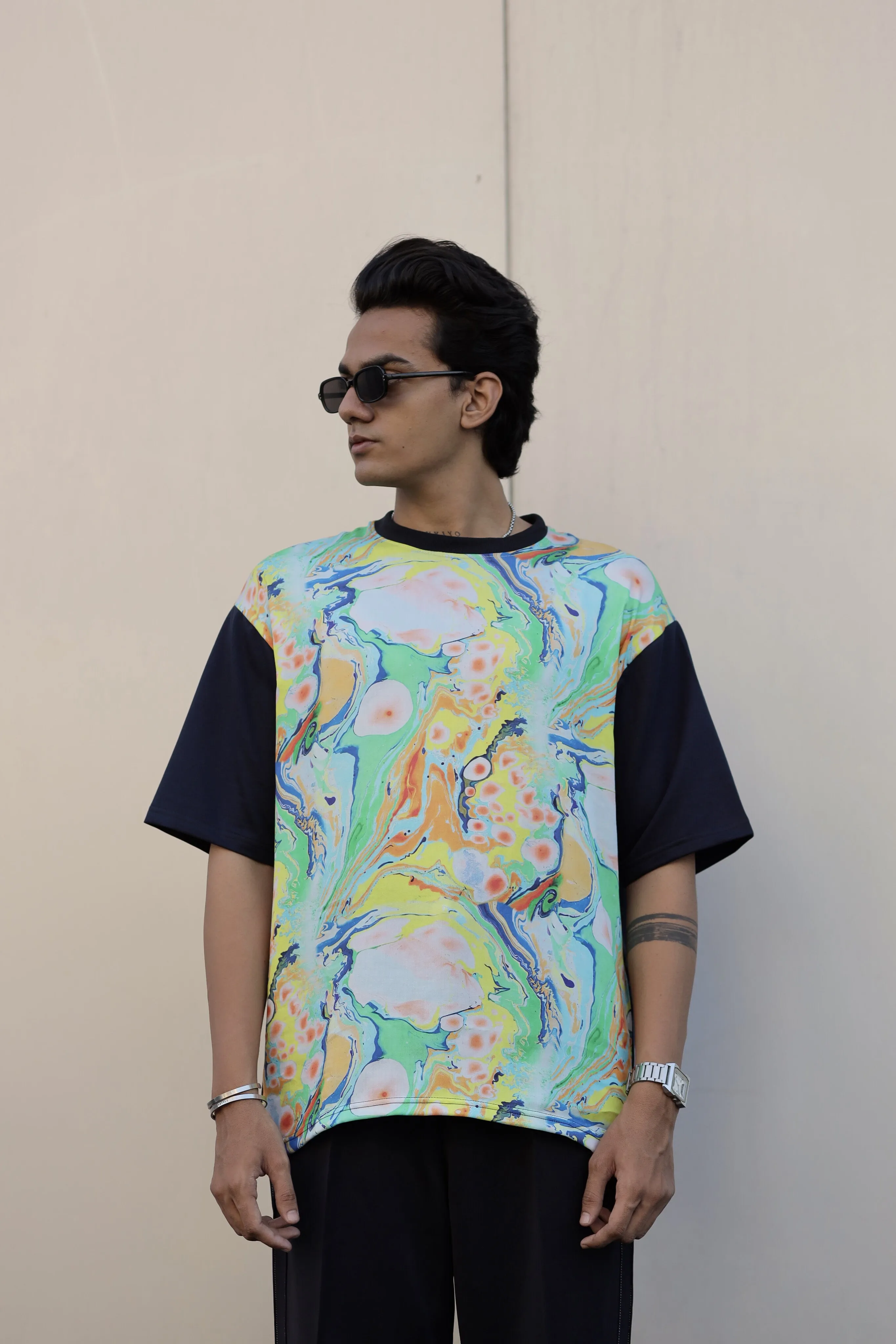 Celestial Canopy (Oversize Tencel Satin T-Shirt)  AddysForMen