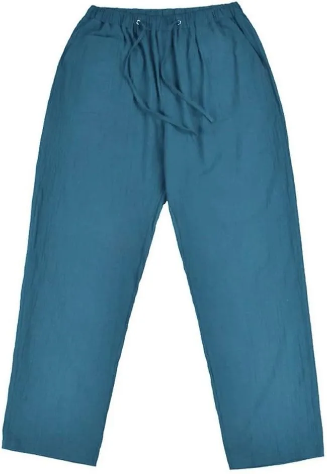 Chino Pants Mens Pants Relaxed Fit Summer Beach Trousers Cotton Linen Trouser Casual Lightweight Drawstring Yoga Pant