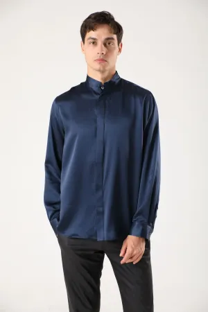 Classic Concealed Placket Silk Shirts for Men