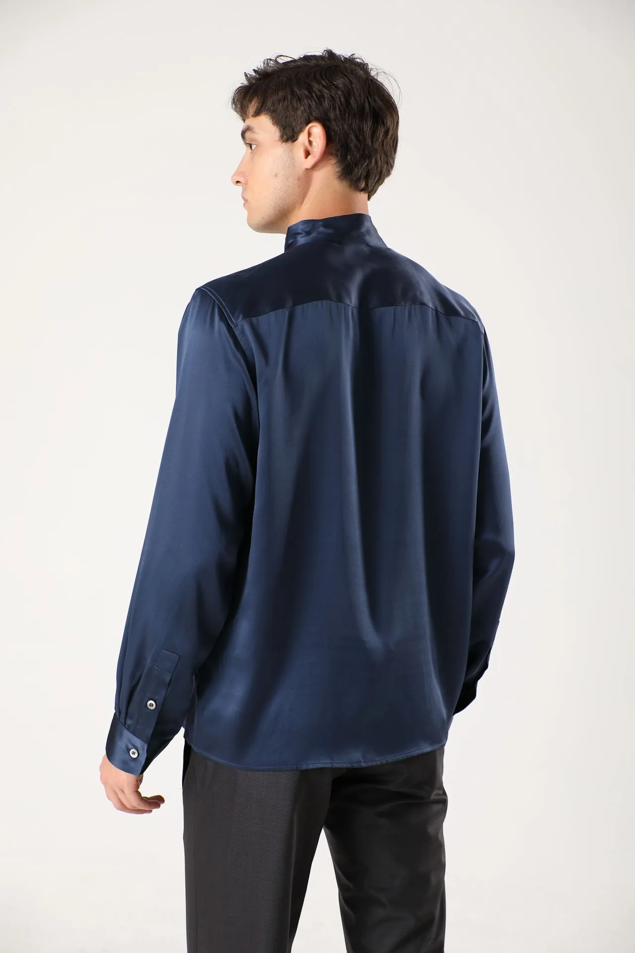Classic Concealed Placket Silk Shirts for Men
