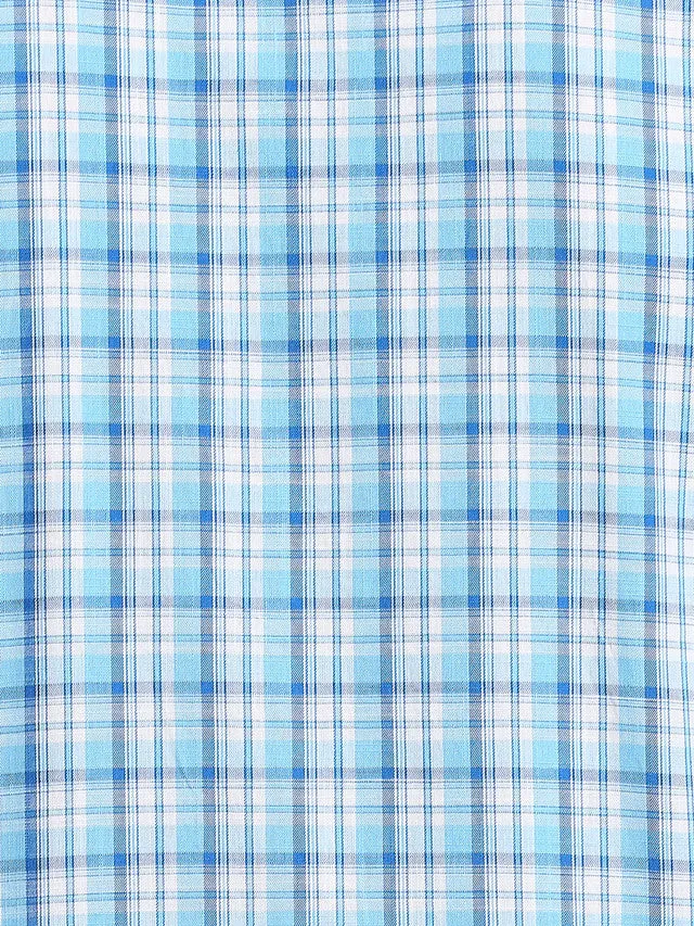 Colorplus Blue Checks Tailored Fit Cotton Casual Shirt