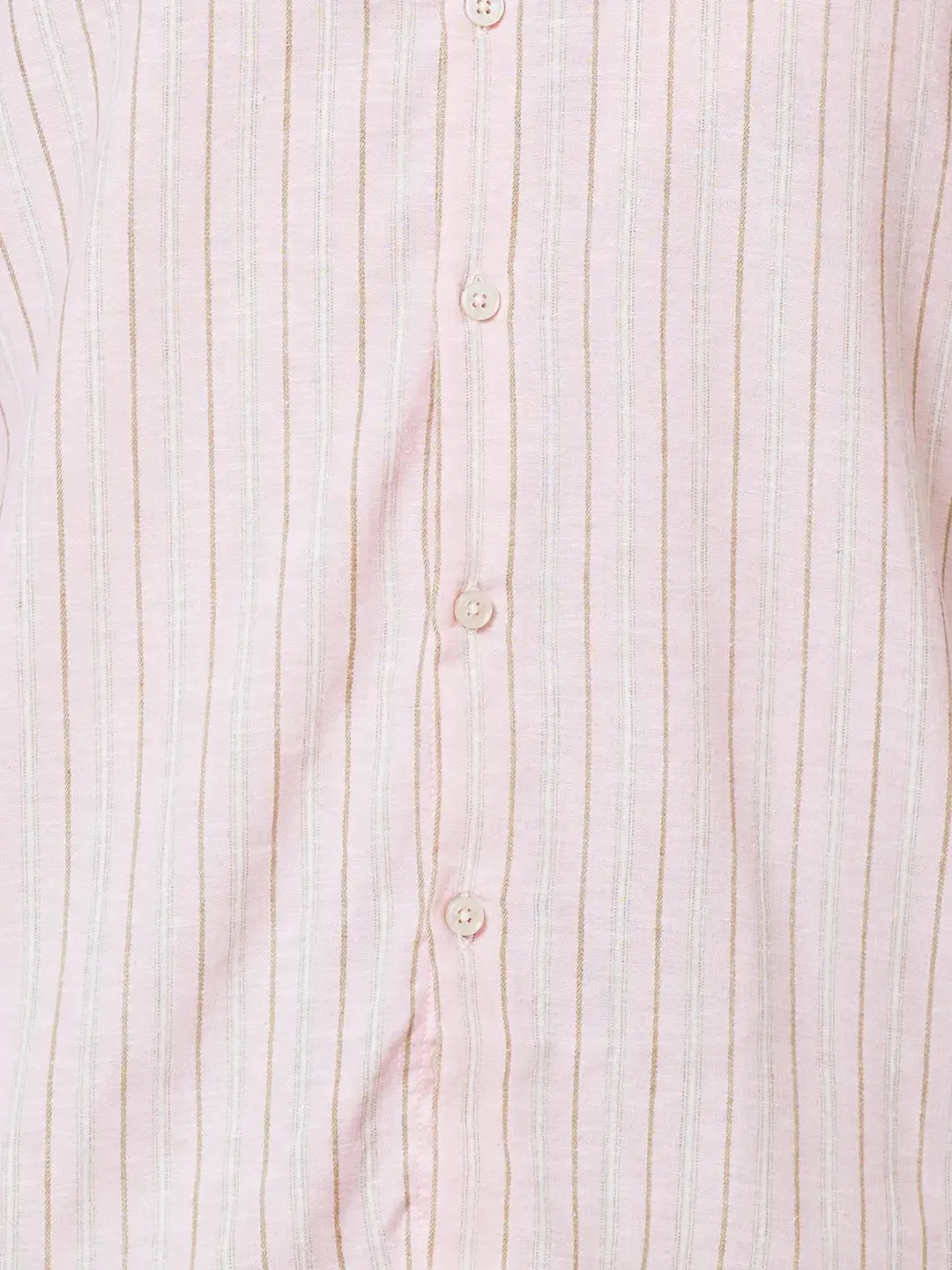 Colorplus Men Pink Striped Tailored Fit Linen Blend Casual Shirt