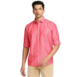 Colorplus Men Pink Warp Chambray Tailored Fit Cotton Blend Casual Shirt