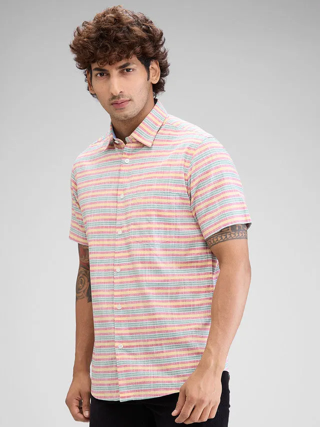 Colorplus Red Barre Tailored Fit Cotton Casual Shirt