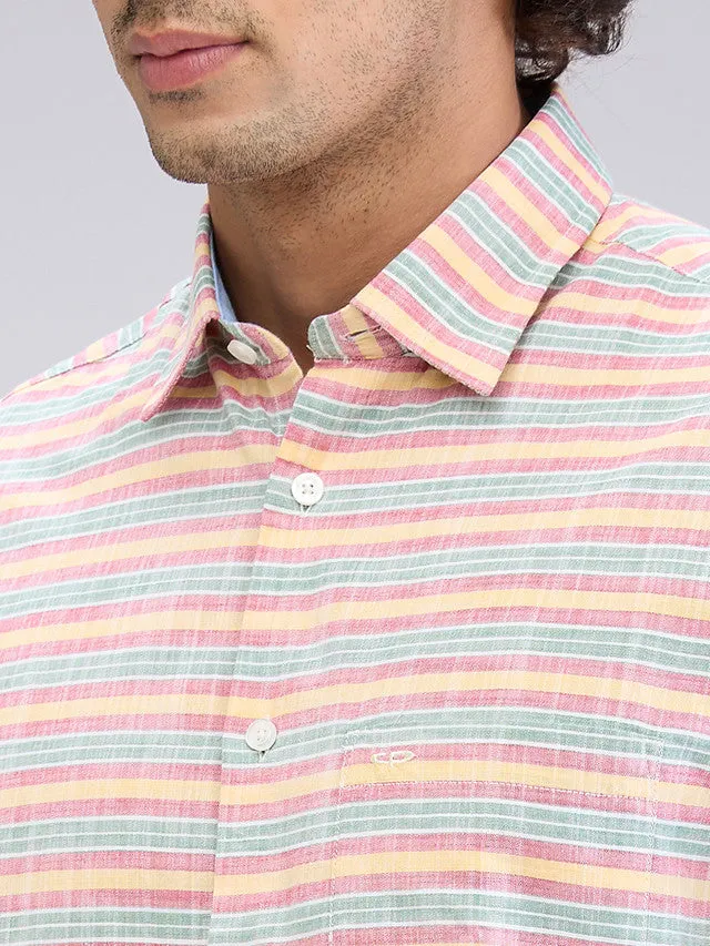 Colorplus Red Barre Tailored Fit Cotton Casual Shirt