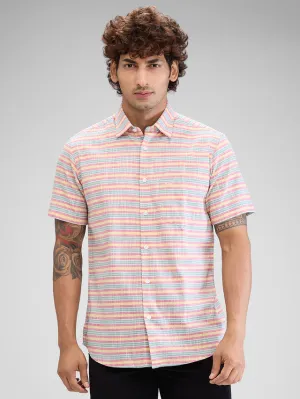 Colorplus Red Barre Tailored Fit Cotton Casual Shirt