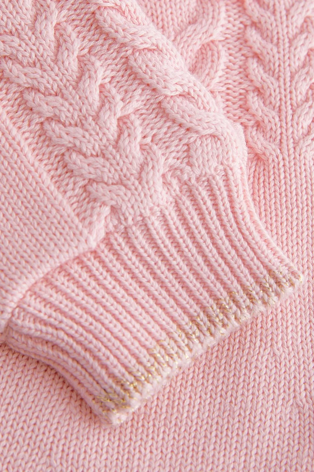 Cream Knitted Coatigan Pink