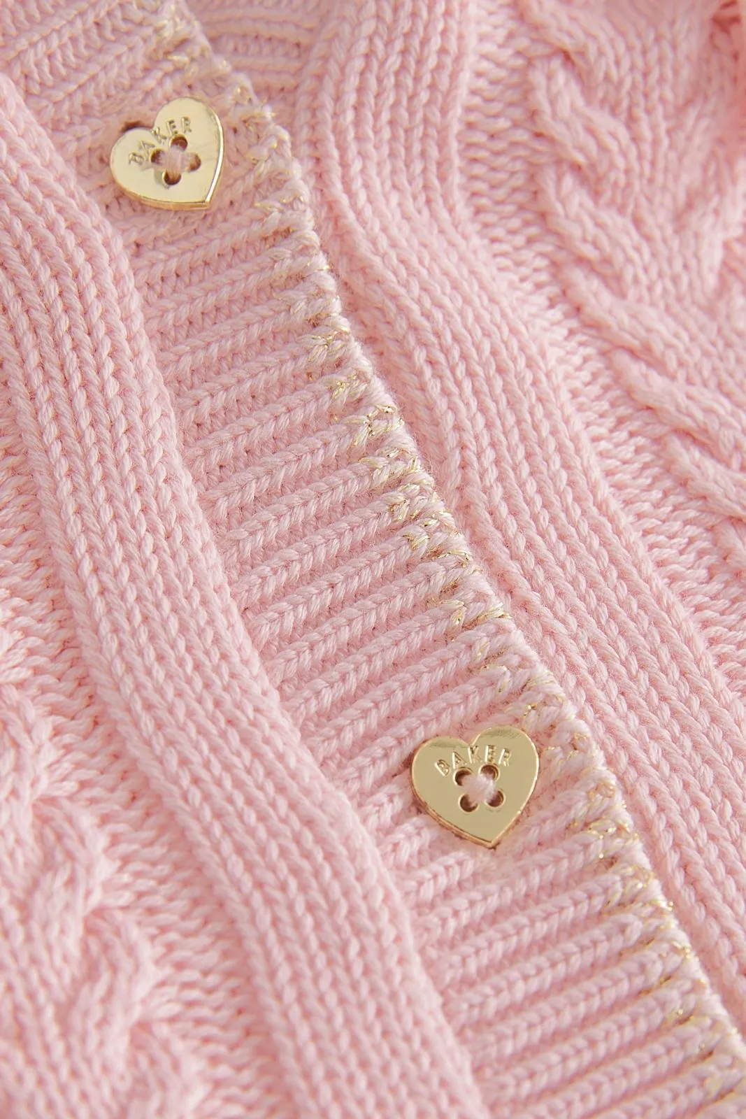 Cream Knitted Coatigan Pink