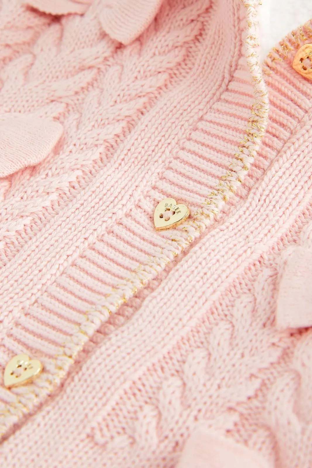 Cream Knitted Coatigan Pink