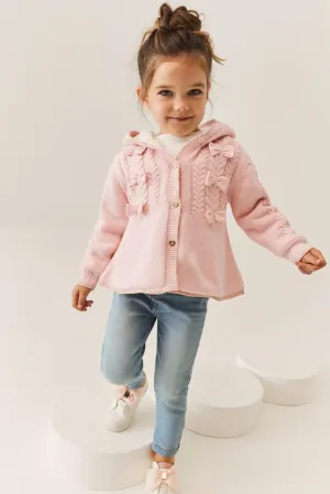 Cream Knitted Coatigan Pink