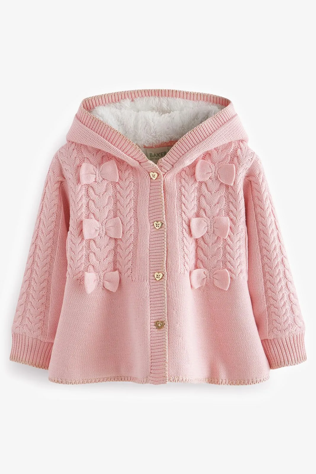 Cream Knitted Coatigan Pink