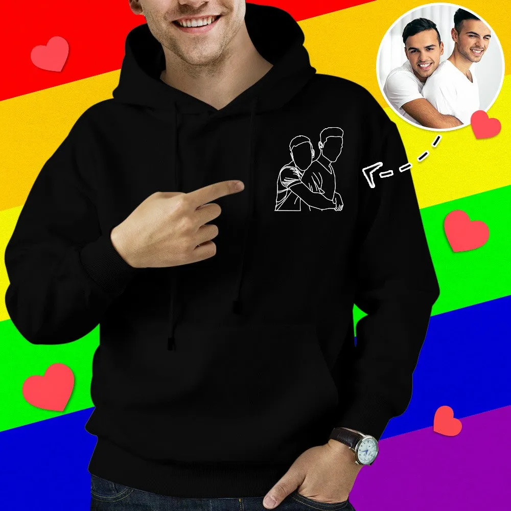 Custom Embroidered Hoodies Outline Photo Sweatshirt Gifts for Him
