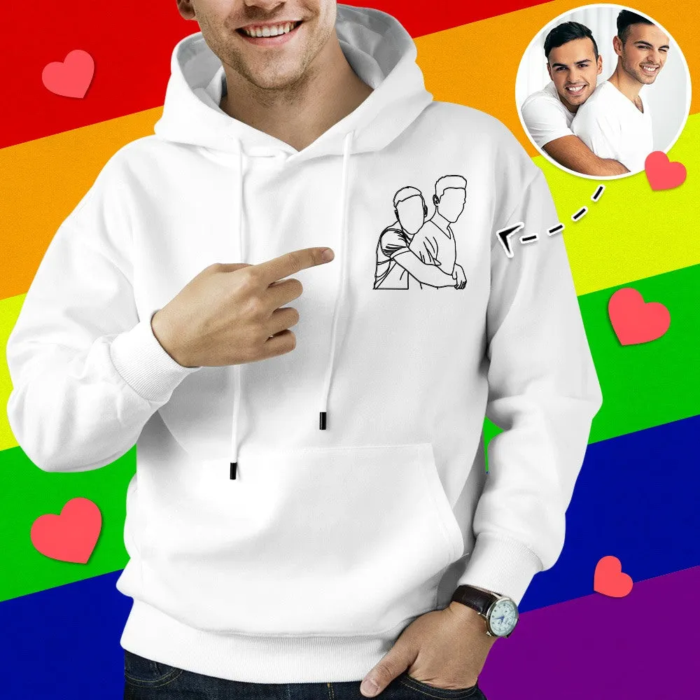 Custom Embroidered Hoodies Outline Photo Sweatshirt Gifts for Him