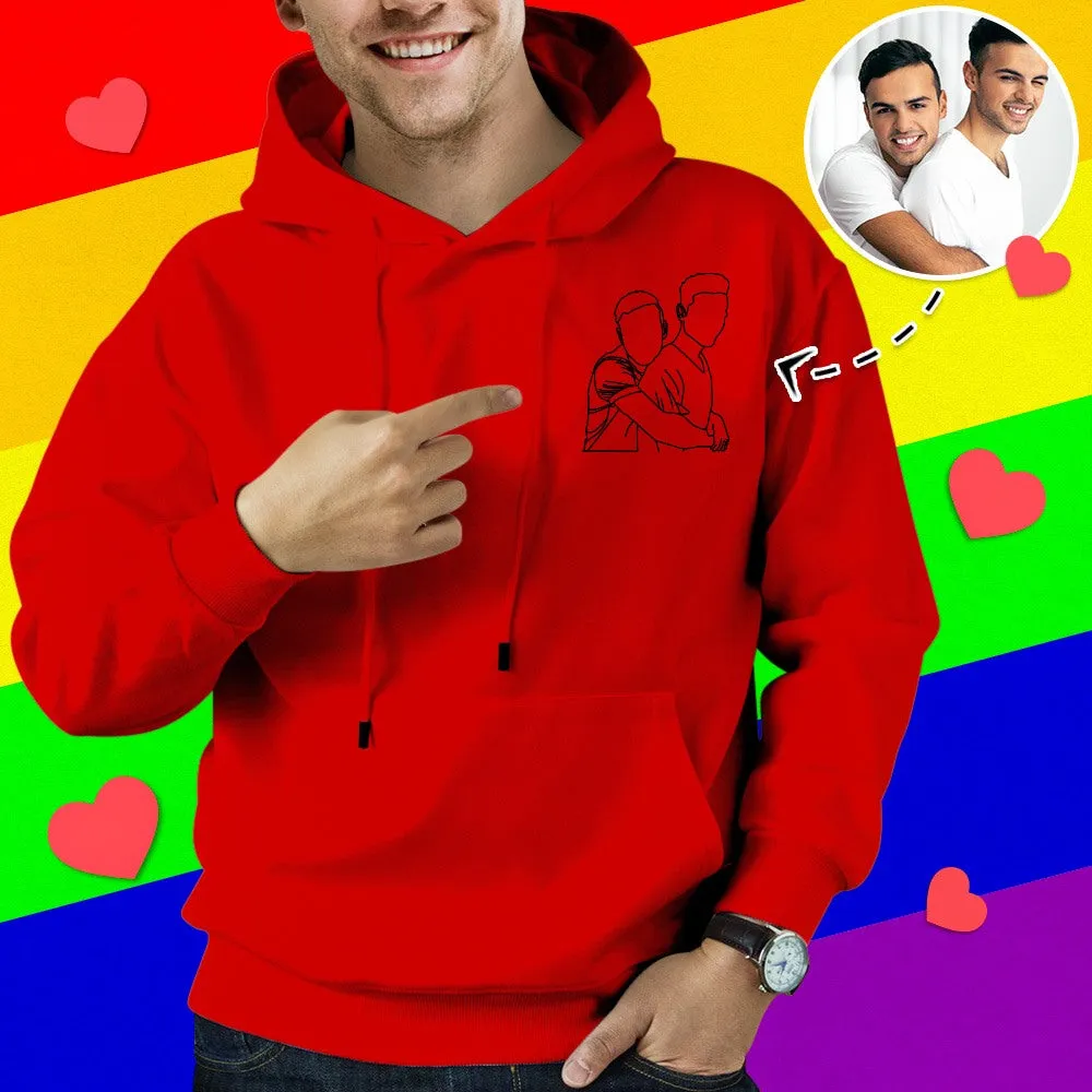 Custom Embroidered Hoodies Outline Photo Sweatshirt Gifts for Him