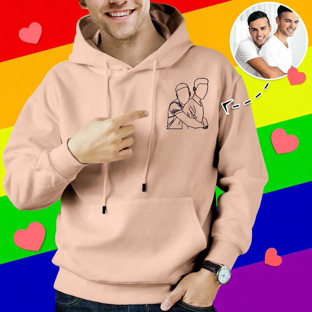 Custom Embroidered Hoodies Outline Photo Sweatshirt Gifts for Him