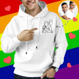 Custom Embroidered Hoodies Outline Photo Sweatshirt Gifts for Him